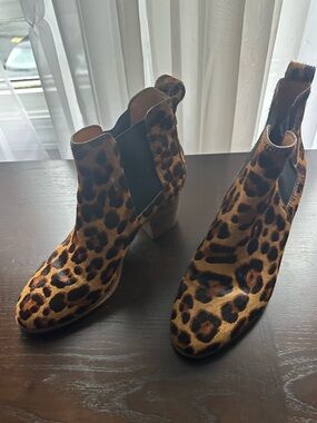 Madewell Leopard Print Chelsea Booties - Women's Brown Leopard Ankle Boots